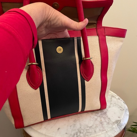 J Crew Large Handbag, Canvas and Leather NWT - Picture 6 of 14